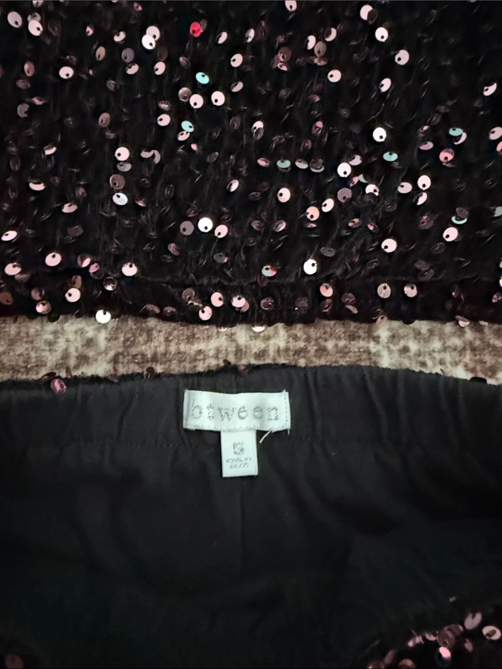 btween Black Two-Piece Sequin with Pink Sequins